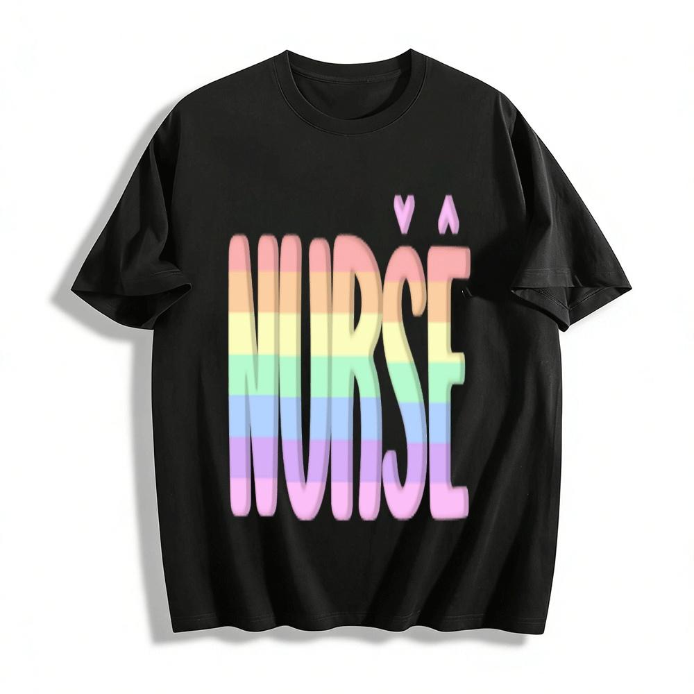 Rainbow NURSE Print Casual T-Shirt For Medical Staff With Vibe Pure cotton T-shirt XXS