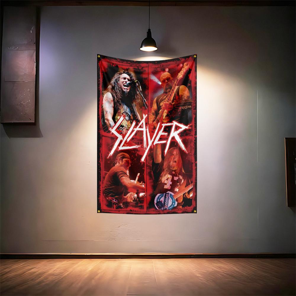 Rock Music Flag 3x5ft For Slayer Fans Banner Hd Print Brass Grommet Garage Bedroom Living Room Dorm Wall Decor Tapestry