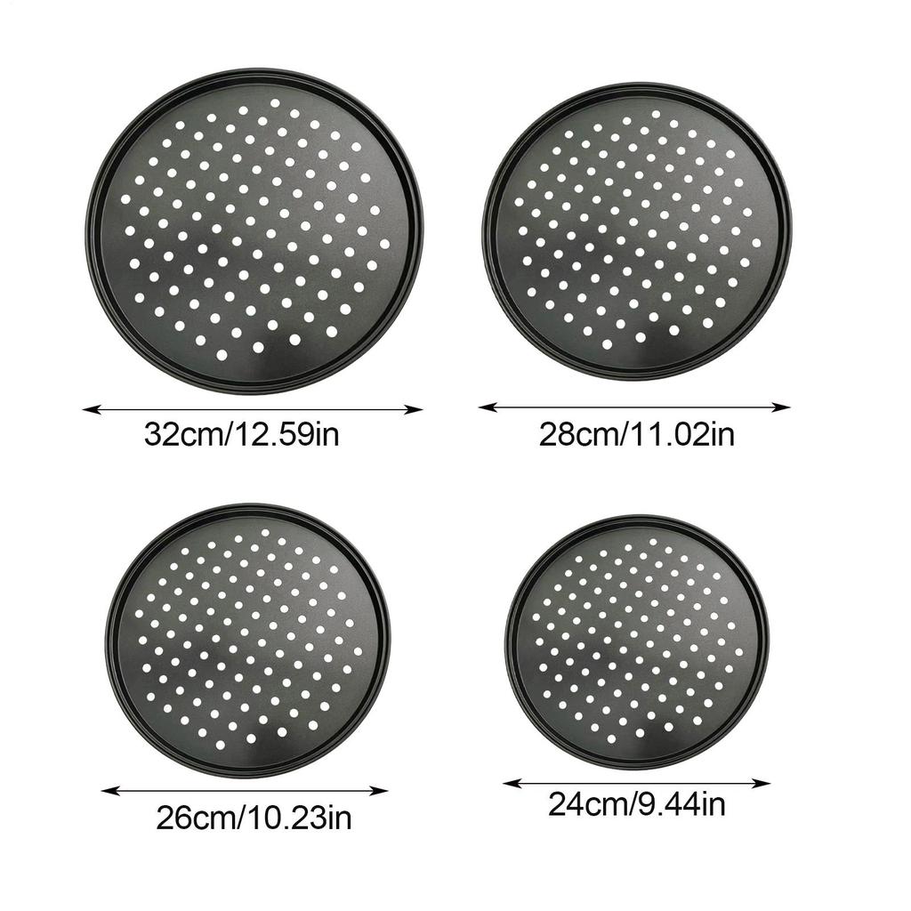 Pizza Tray For Oven 4-Pieces Non-Stick Carbon Steel Kitchen Bakeware Oven Pizza Tray For Home Dorm Hotel Bathroom Dormitory