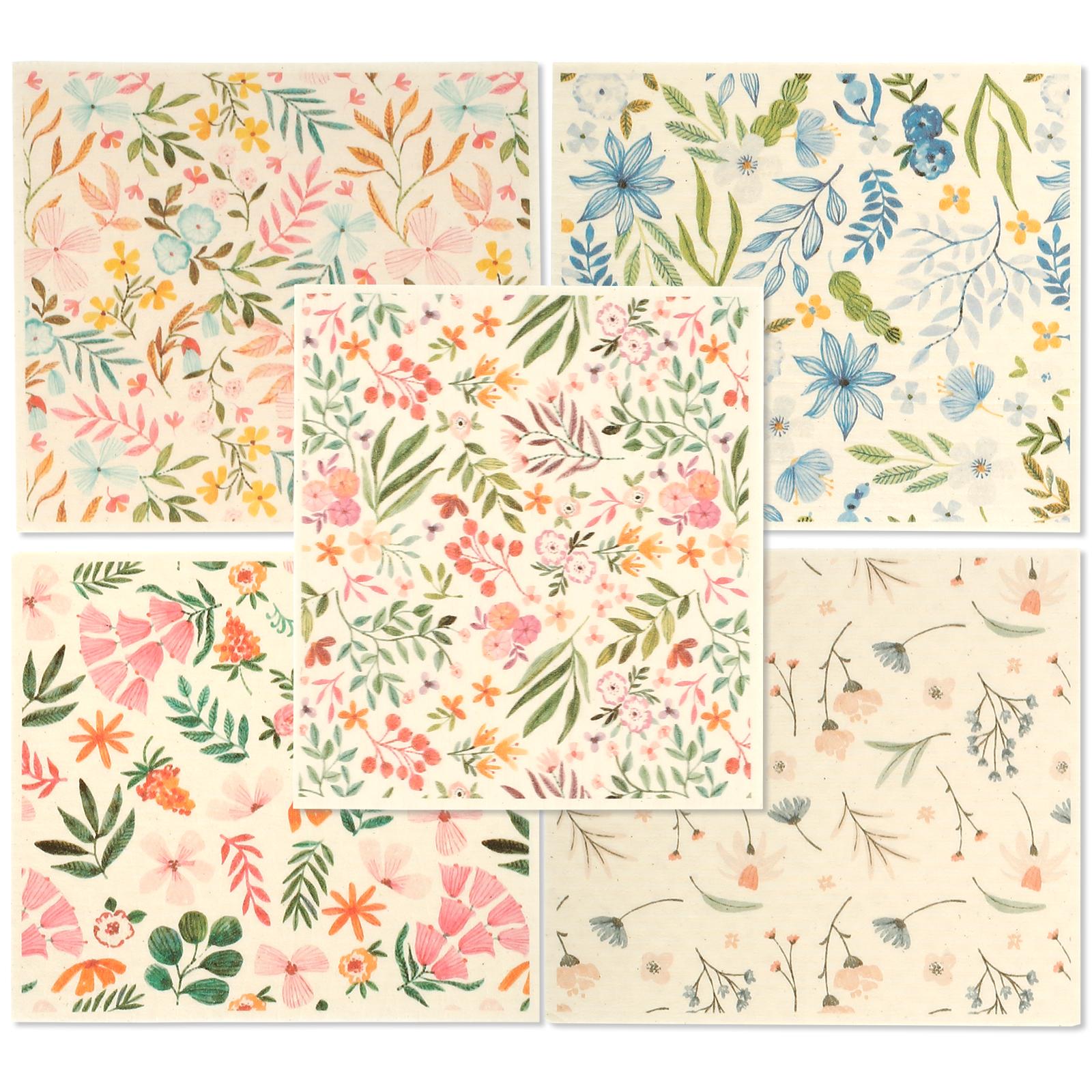 

5Pcs Kitchen Dishcloths Reusable Eco-Friendly Microfiber Swedish Dishcloths Fruit Print Absorbent Dish Towels for Home Cleaning