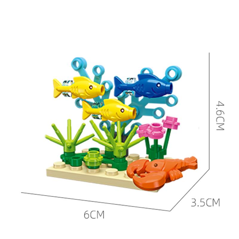 Serie Ocean Building Blocks Pesce pagliaccio Aragosta Tartaruga Alghe marine Mondo sottomarino Modello Mattoni Bambini Giocattoli fai da te Regali di festa