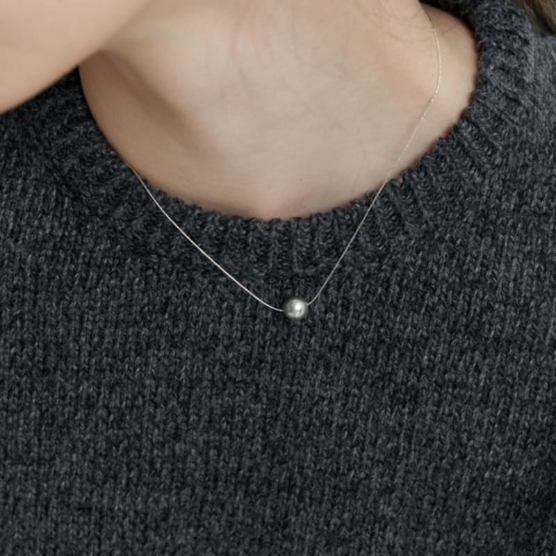 LOVE ME MONSTER [Silver] Essential Pearl / Chain Necklace 8mm (L233MNK050)