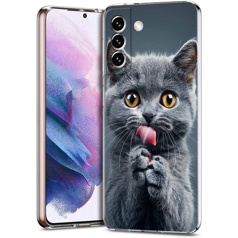 

Прозрачный чехол-бампер для Samsung Galaxy S25 S24 S23 S22 S20 S21 FE Ultra S24 S10 S10E Plus 5G Милый британский короткошерстный кот for Samsung S25