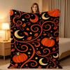 Soft Fleece Halloween Blanket, Featuring Pumpkins, Moons, And Prints, Warm And Comfortable, Suitable As Decorative Bedding for Bedrooms, Living Rooms,