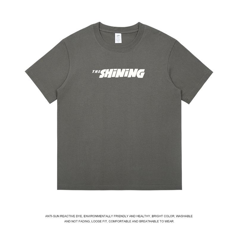 

Unisex Japanese Casual Heavyweight Pure Cotton Short-Sleeve Letter Print T-Shirt for Summer M (100-120 jin)