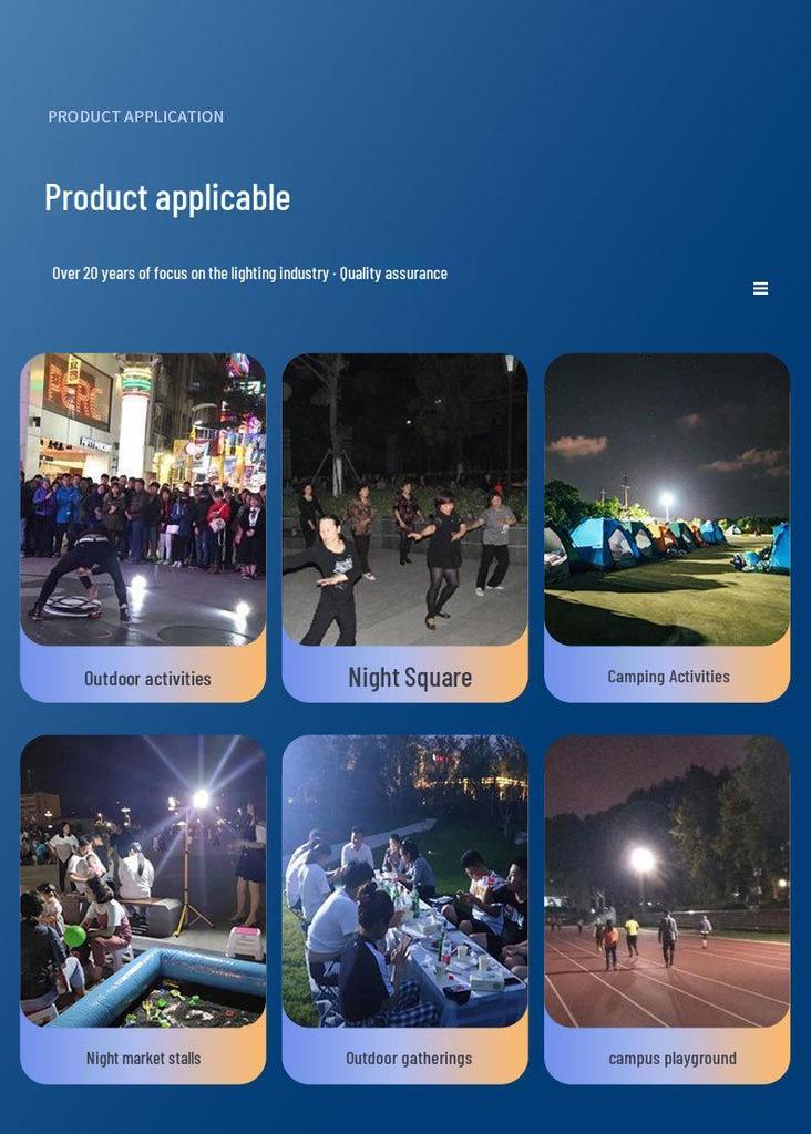 Portable Retractable Floodlight Stand for Night Market and Shooting Range