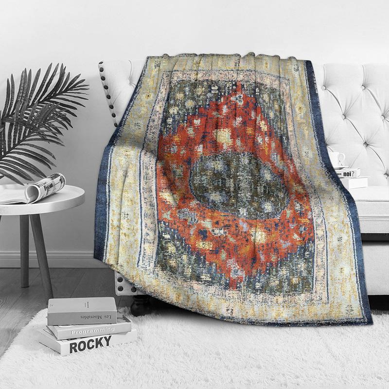 Vintage Embroidered Blanket Throw Soft Fleece Bed Sofa Decorative Rug Tapestry Cushion Cover Home Decor Gift