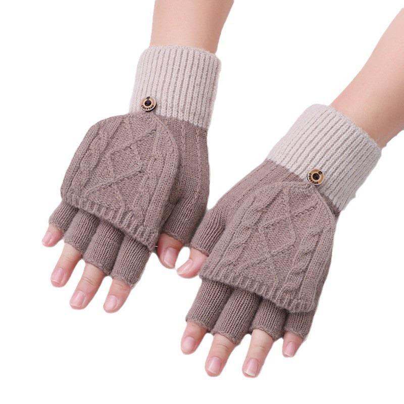 New autumn and winter couple cashmere half gloves gloves hand warmer flip warmer gloves jacquard gloves student finger writing