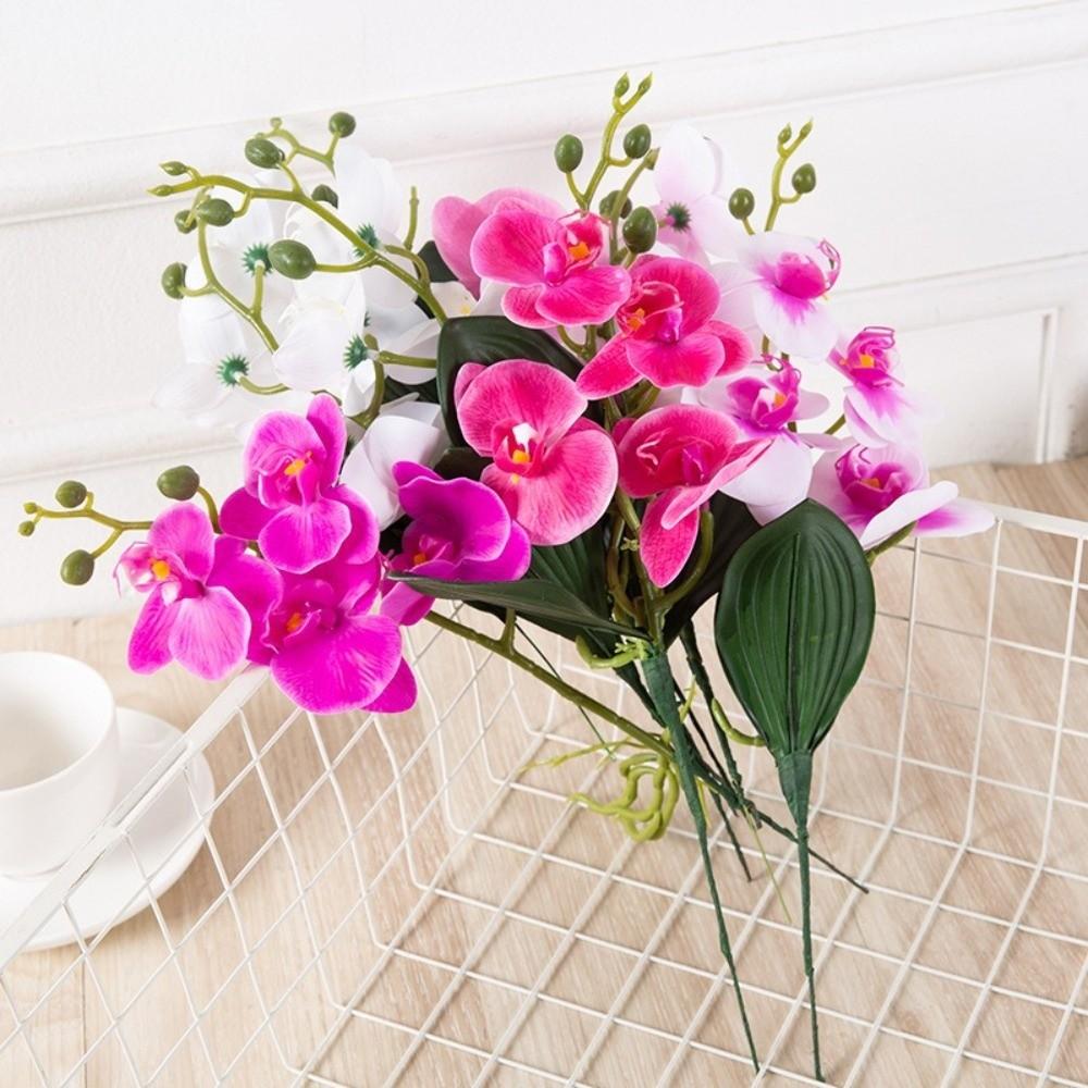 Seidenblume Simulation Schmetterlingsorchidee 4/12 Köpfe Fotografie Requisiten Künstlicher Phalaenopsis Strauß Heimdekoration Echte Haptik
