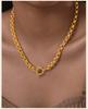 Stainless Steel Chunky Chain Choker Necklace for Women, Thick Rolo Link Toggle Necklace, Waterproof OT Jewelry