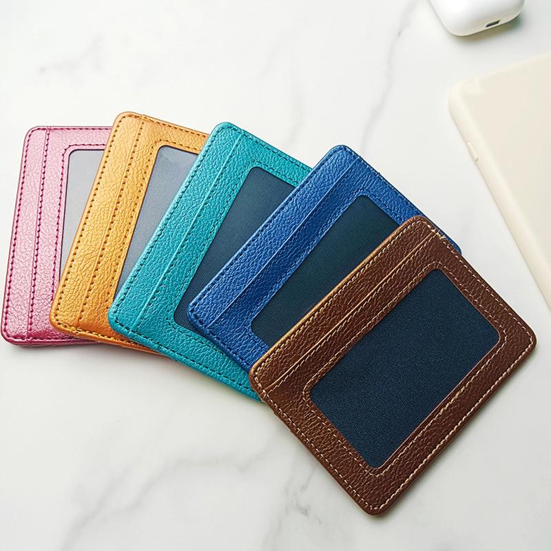 

1Pc Slim Card Case Box Bank Credit Card Solid Color ID Card Holders Coin Multi Slot PU Leather Wallet сірий колір