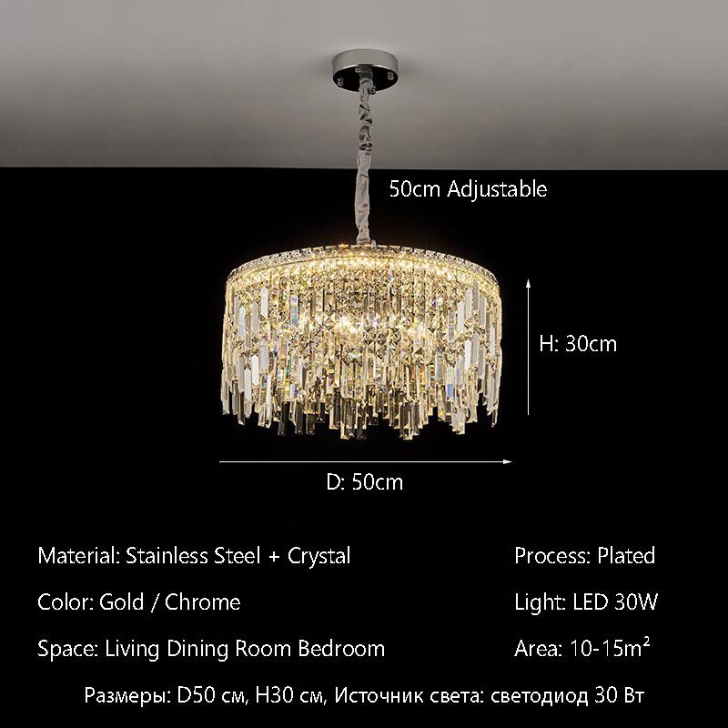 Luxury Nordic Lustre Crystal LED Chandelier Indoor Ceiling Pendant Light Villa Living Dining Room Bedroom Hanging Decor Lighting