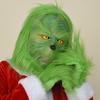 Green Monster Mask, Grinch Headgear, Christmas Villain Costume, Christmas Gloves, Festive Prank Props