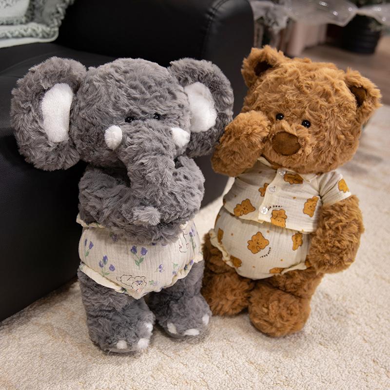Cartoon Bibble Plush Toys Children's Sleeping Pajamas Brown Bear Pillow Bedroom Ornaments Elephant Doll
