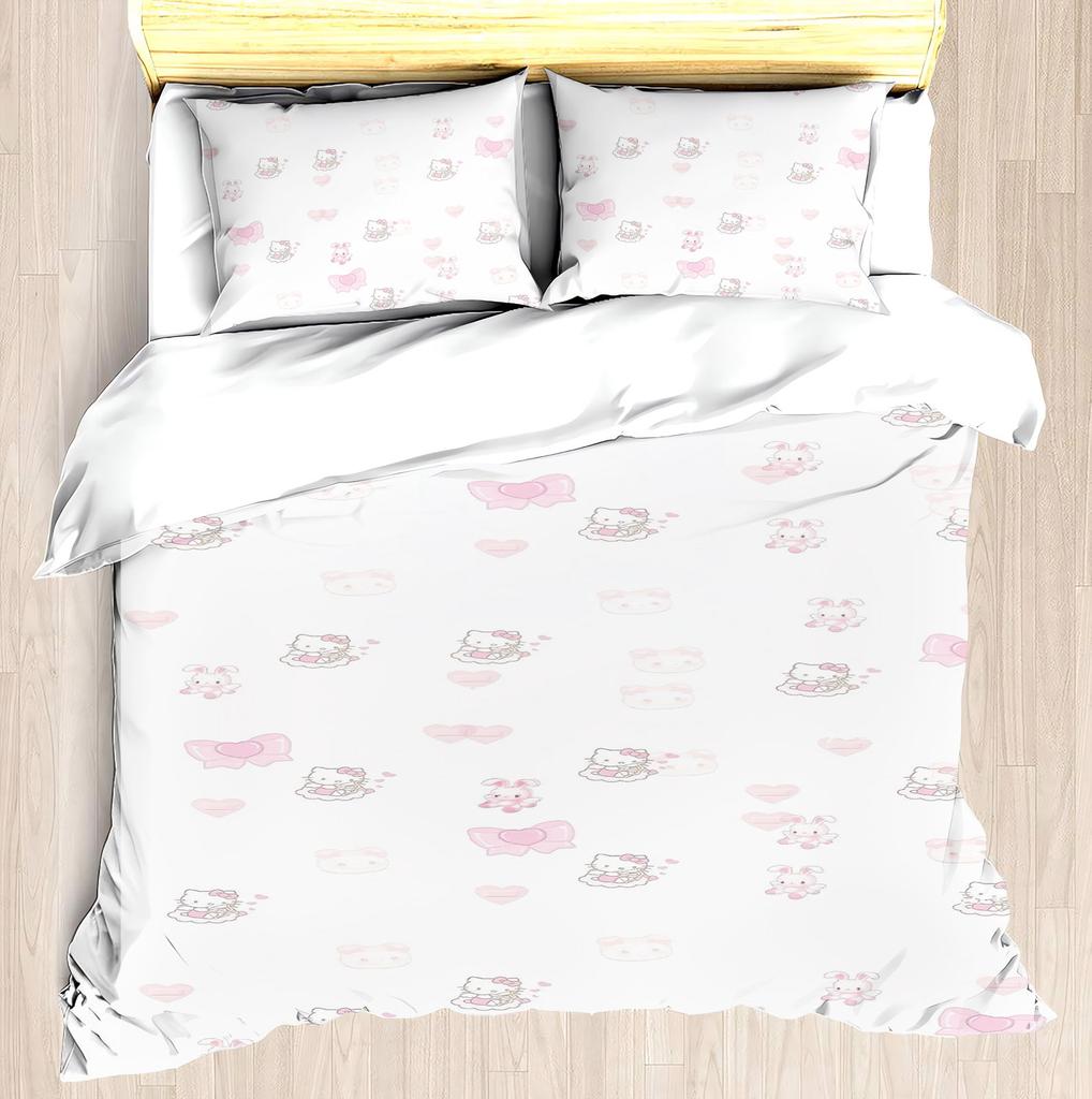 Melody Pink Duvet Cover Set Modern Print Sanrio Cute Children Same Peripheral Mattress Bedding 3 Pcs