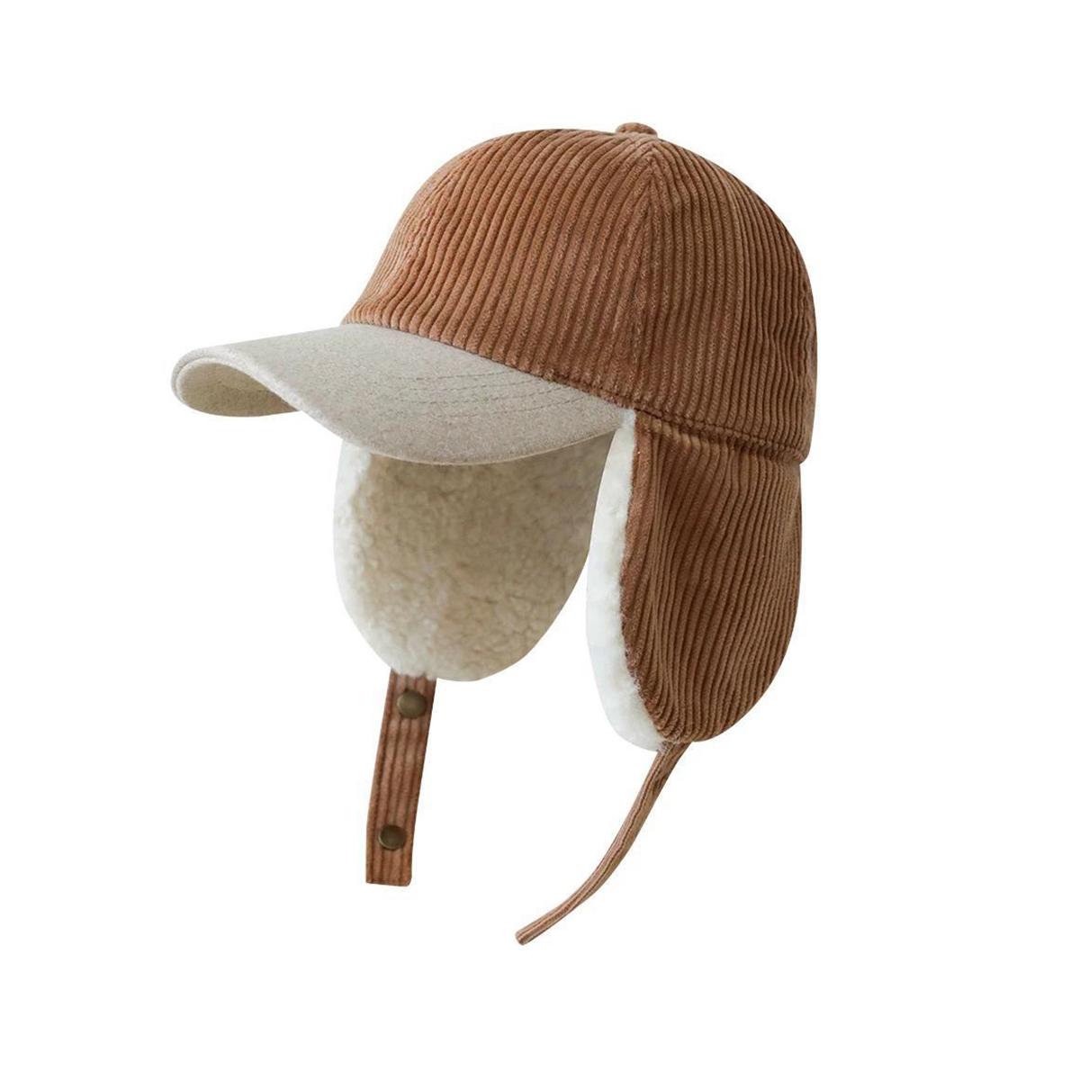 Осенне-зимняя флисовая бейсболка из овечьей шерсти для женщин, теплая флисовая шапка для улицы, ветрозащитная бейсболка с ушками, унисекс suit for 55-58 cm кофейный