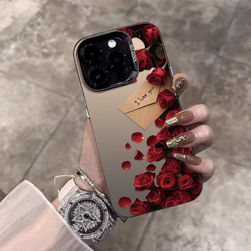 Rose Silver Envelope Case for Apple iPhone 17/16/15/14Pro/15Pro Max/13/12