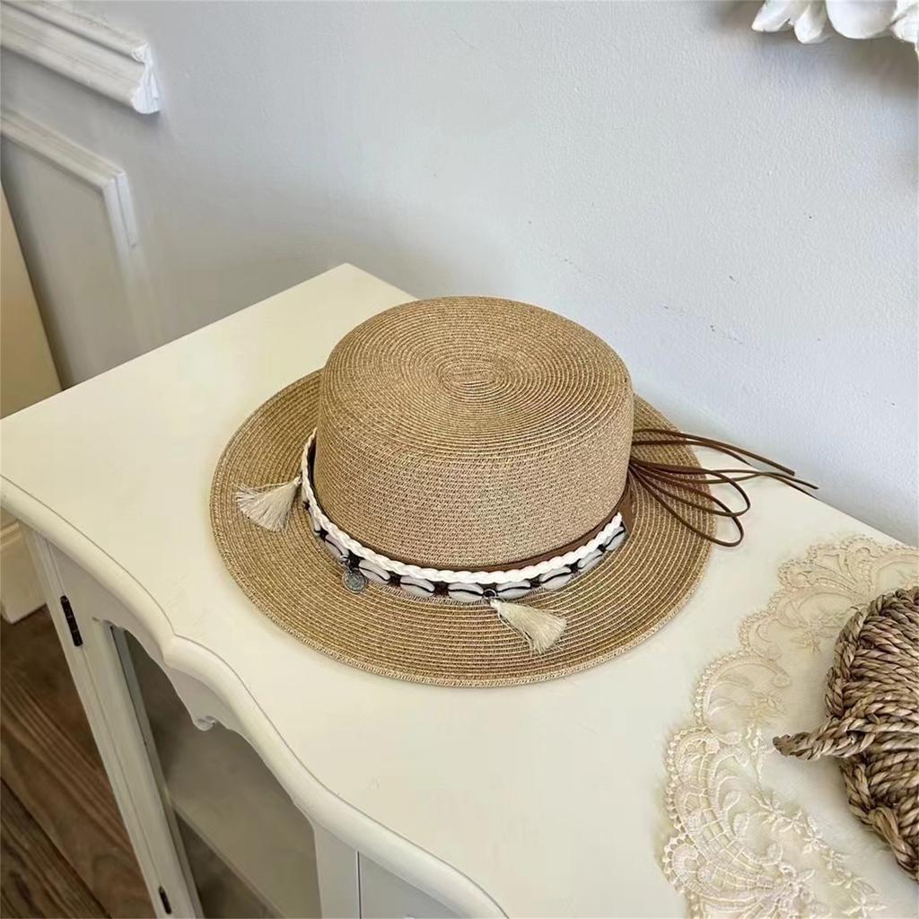 Männlicher und weiblicher Reise-Strohhut mit breiter Krempe, Paar, Urlaub, Strand, Jazz-Zylinder, Sonnenschutz, Schatten, cooler Hut, Tide