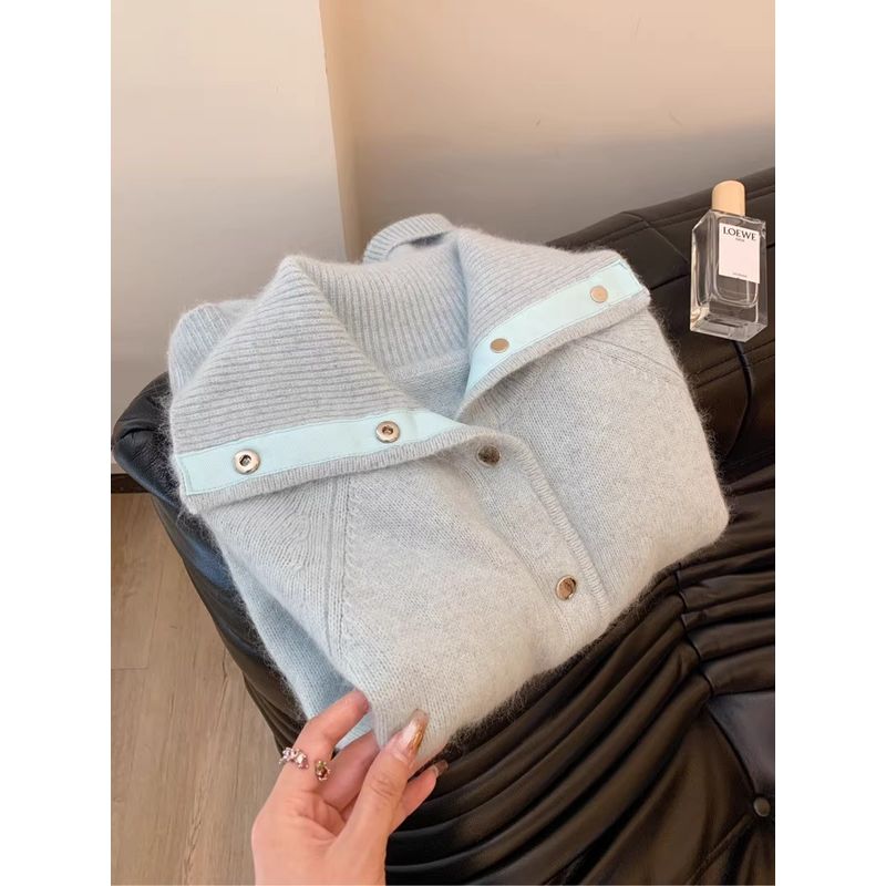 

Нежный кардиган Осень и Зима K-стиль Свободный синий свитер Light Blue XXL [Recommendation 65.00 kg-75.00 kg]]