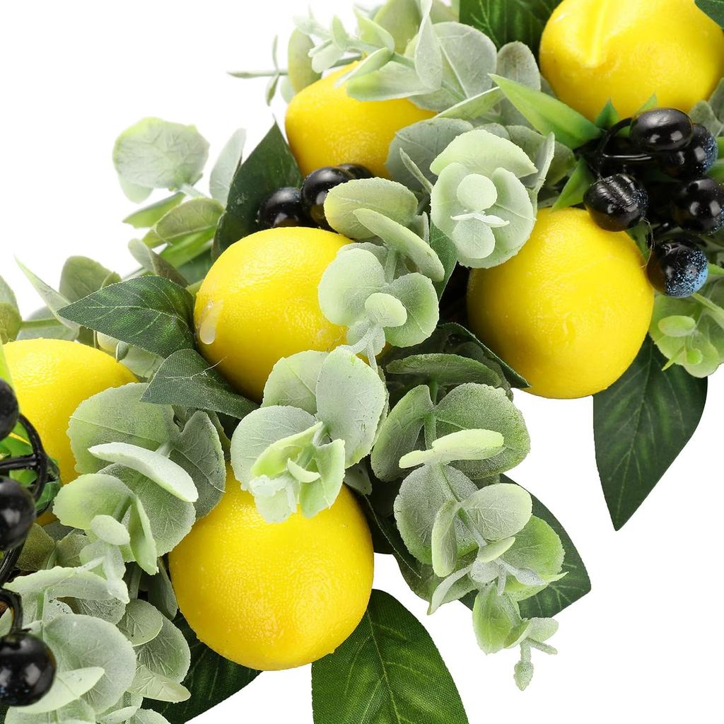 Flower Swag, Artificial Lemon Floral Swag, Door Swag Wreath Twig Simulation Hanging Ornament for Home Wedding Wall Door Decoration