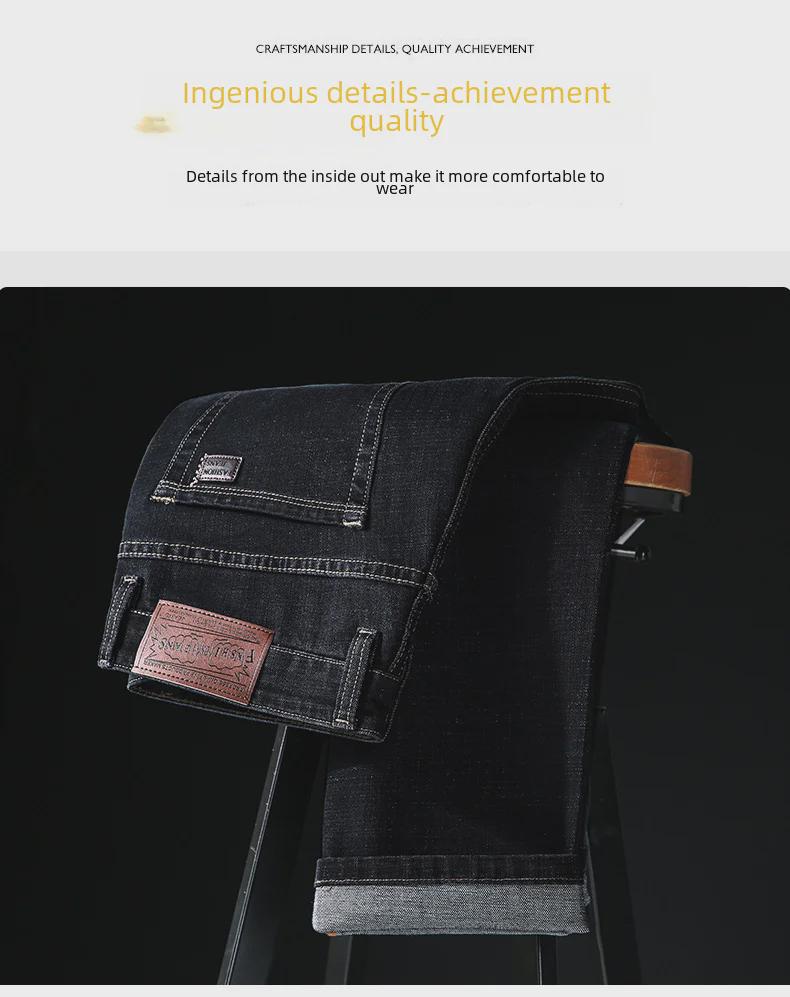 Men's Mid-High Waist Slim Straight Stretch Jeans