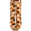 Women's Casual Halloween Print Loose Wide Leg Pants with Elastic Waist and Drawstring