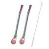 2pcs Yerba Mate Bombilla Stainless Steel Straw Loose Leaf Tea Infuser Dringking Spoons Filter Stirring Straws W Cleaning Brush 5