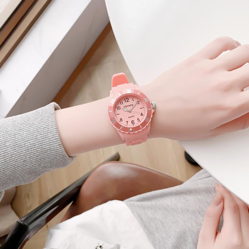 Kids Exam Watch Girls Boys Elementary School Waterproof Imitation Drop Macaron Little Fresh Sport Jelly Candy Color