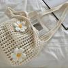 Retro Flower Knitted Tote Bag Large Capacity Woolen Crochet Handbag Eco-Friendly Lightweight Hollow Shoulder Bag Summer