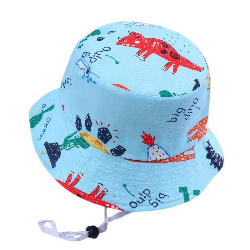 

Baby Dinosaur Cotton Sun Hat With Short Brim For Spring Summer Kids Sun Protection синий