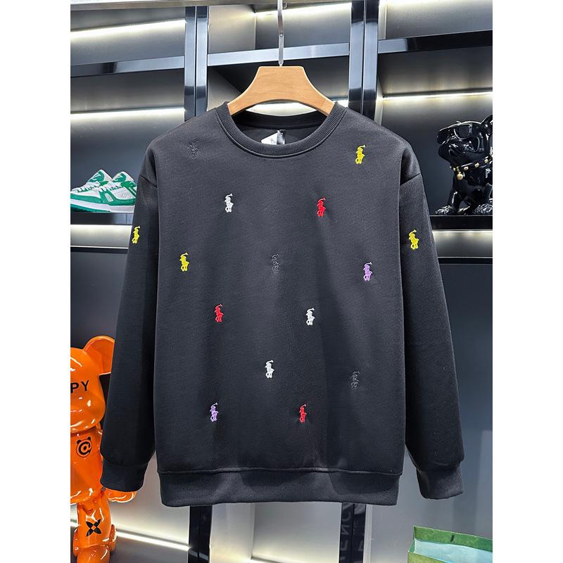 European Autumn 2025 Men s Embroidered Round Neck Sweatshirt - Fashionable, Trendy, Versatile Casual Top M чёрный