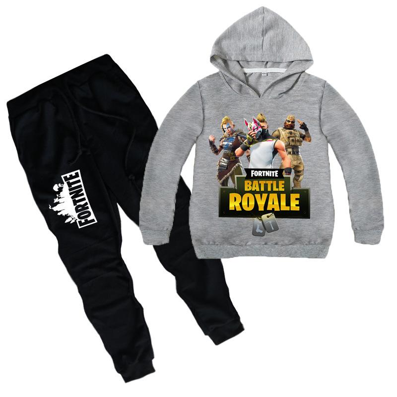 

Набори дитячі з принтом гри Fortnite, худі, мультяшні, зручні, костюм з 2 предметів, вільні топи з довгим рукавом, штани, осінньо-зимовий одяг 140