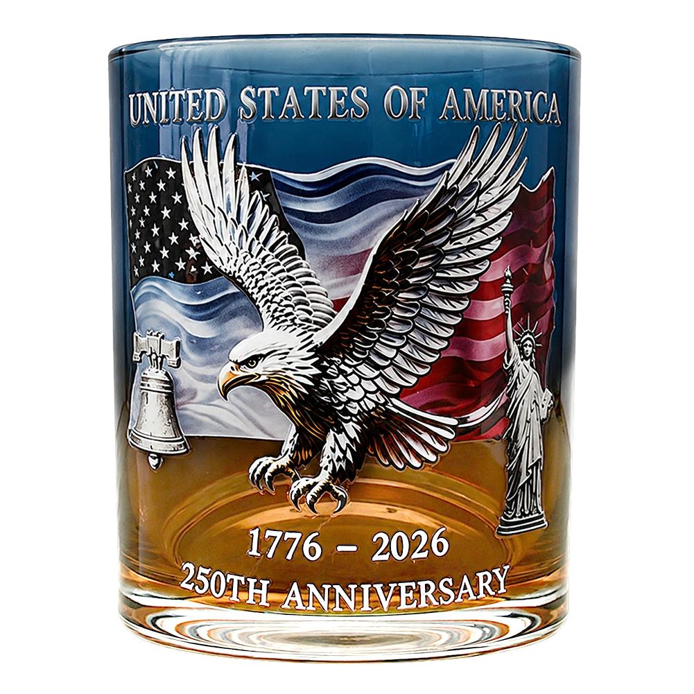 250Th Anniversary Whiskey Glass Usa Patriotic Drinking Cup American History Memorial Gift For 4Th Of July Independence Day