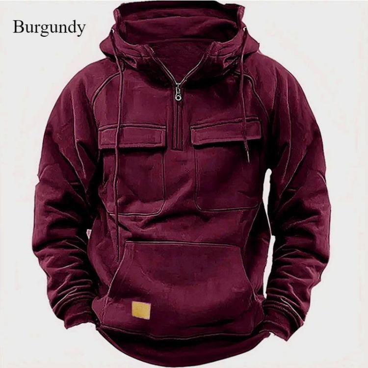 

Winter Warm Hoodie Men Cotton Thickened Long Sleeve Casual Loose Fit Solid Color Comfortable Sports Hooded Sweatshirt 3XL бордовий