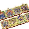 Tibetische Thangka Gelbe Jambhala Anhänger Halskette mit sechsarbigem weißen und roten Jambhala Design