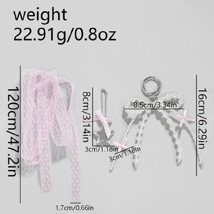 3pcs Imitation Pearls Bowknot Heart Star Keyring Key Chain Sophisticated Keyring Handmade Car Key Decoration for Women