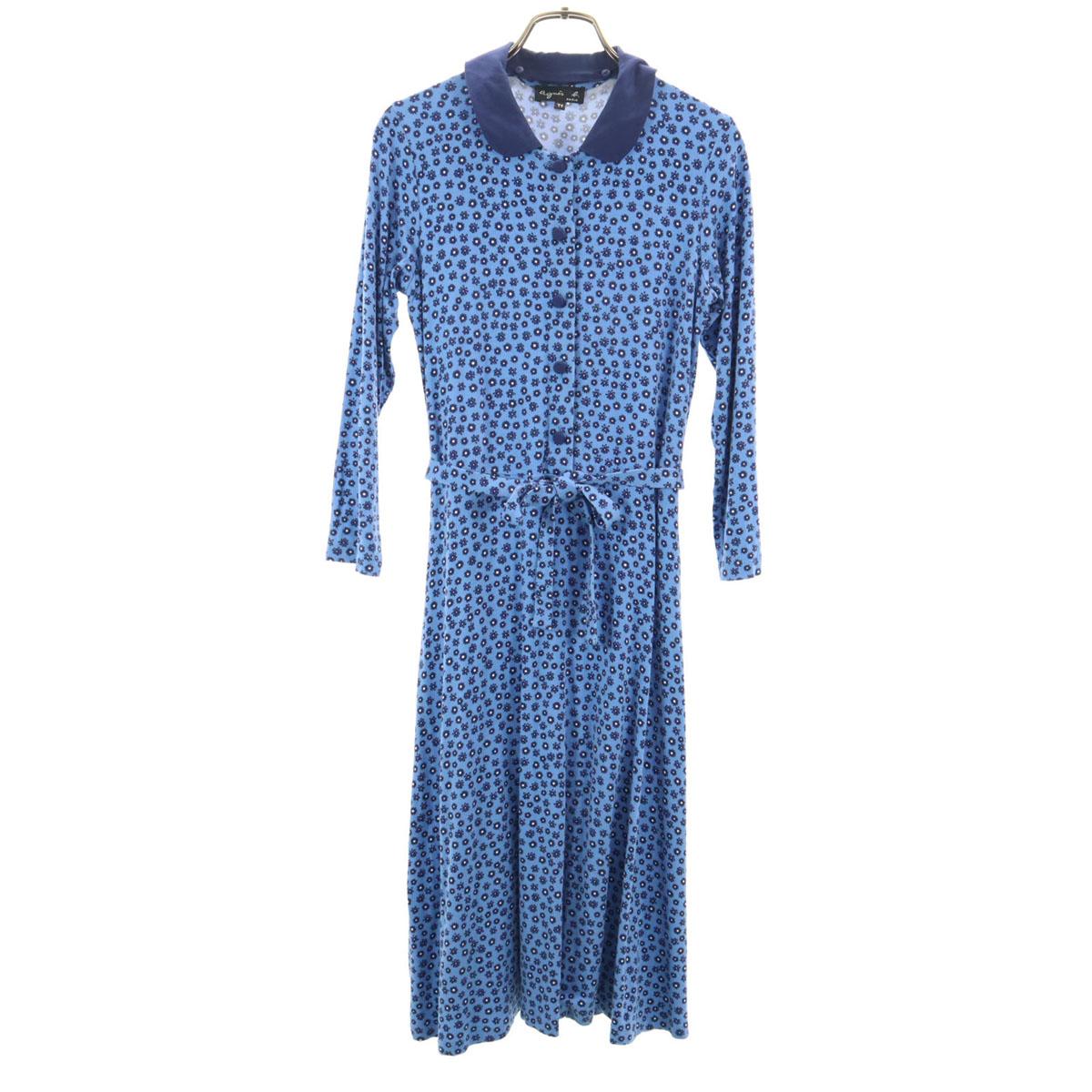 

агнес б. сделано в Японии рукав 7 минут цельное платье T1 синий Женский Б/У