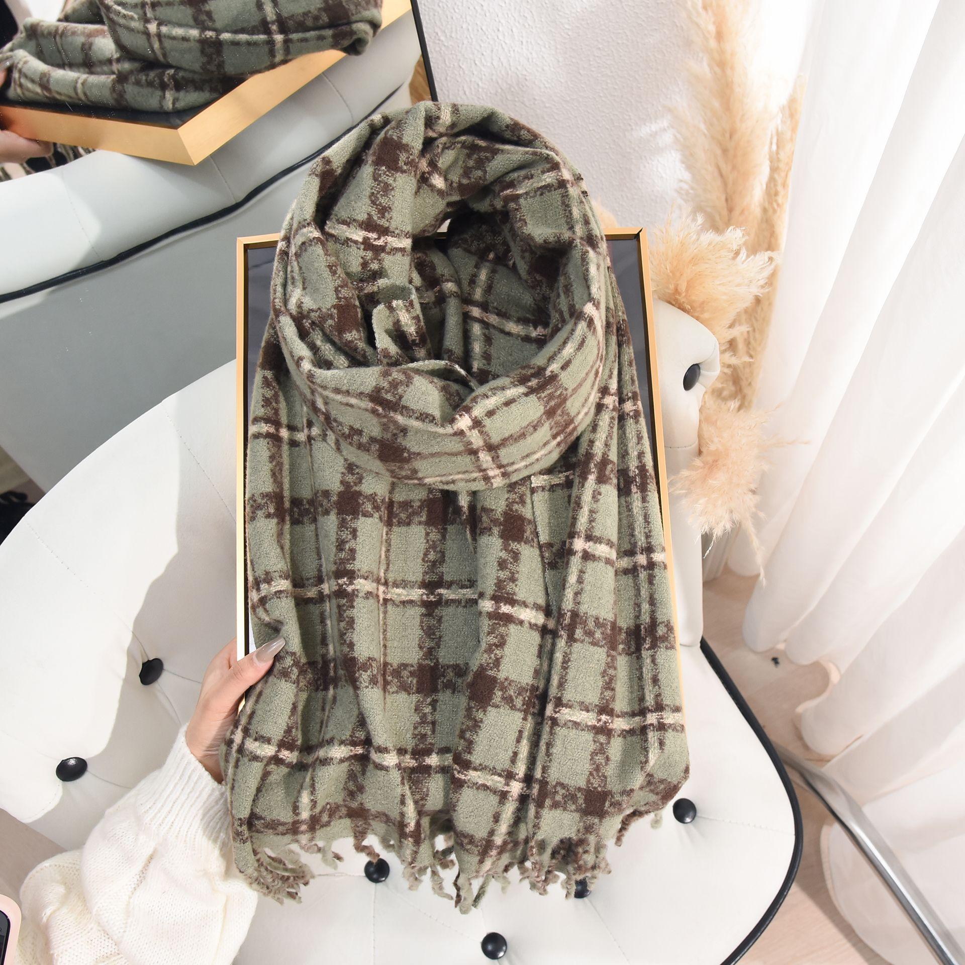 

Студенческая пара круглый узор клетчатый принт шарф женский высококлассный мягкий восковой теплый шарф 65*180