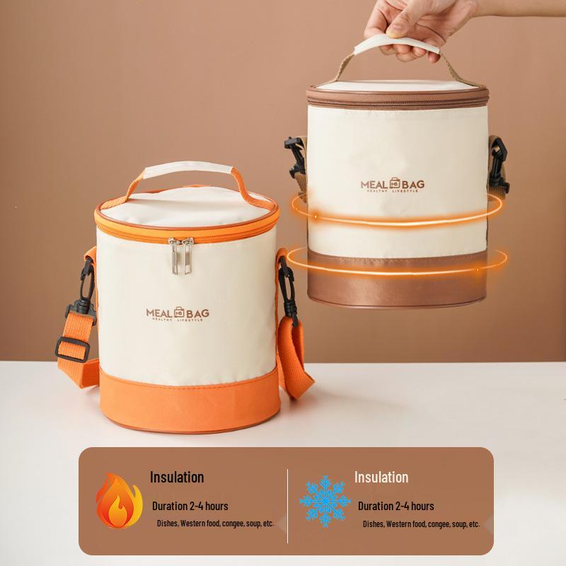 Insulated Round Lunch Bag for Office Workers - Waterproof & Thick Aluminum Foil