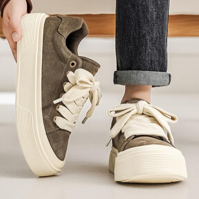 Men Thick Sole Low Top Soft Sole Casual Athletic Skate Sneakers