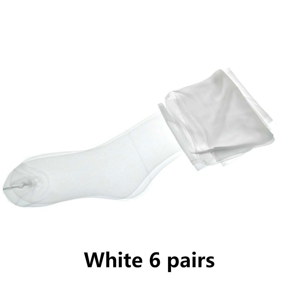 6 Pairs Women'S Plain Tops Sheer Thigh High Stockings Nylons For Garter Belt 5Den Reinforced Toe Pantyhose For Women