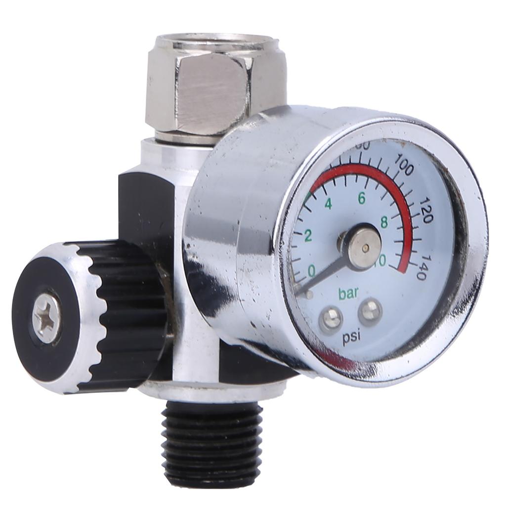 Air Pressure Regulator 0 10bar 0 140psi Aluminum Alloy Valve 1 4inBSPP Inlet Outlet ConnectorSilver