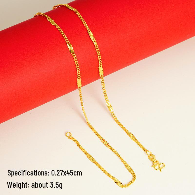 Elegant Sand Gold Clavicle Pendant Necklace for Women - High-End Imitation Gold Chain 