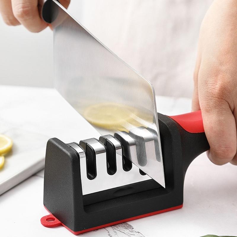 Practical Kitchen Blade Sharpener Tool Ergonomic Handle Nonslip Feet Ceramic Steel Construction For Fast Brims Restorations