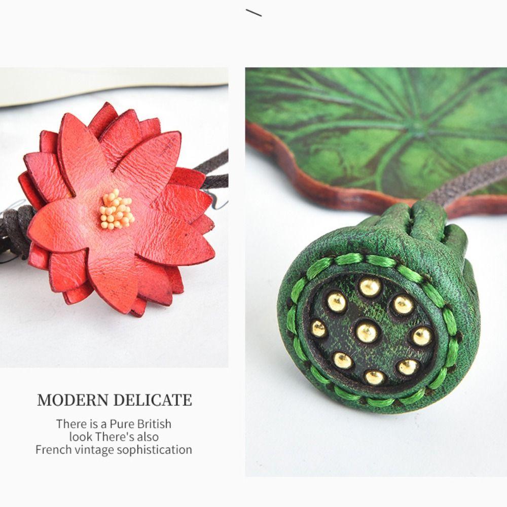 Anhänger Blume PU Leder Anhänger Lotus Taschenanhänger Trendiger Leder Schlüsselanhänger Männer