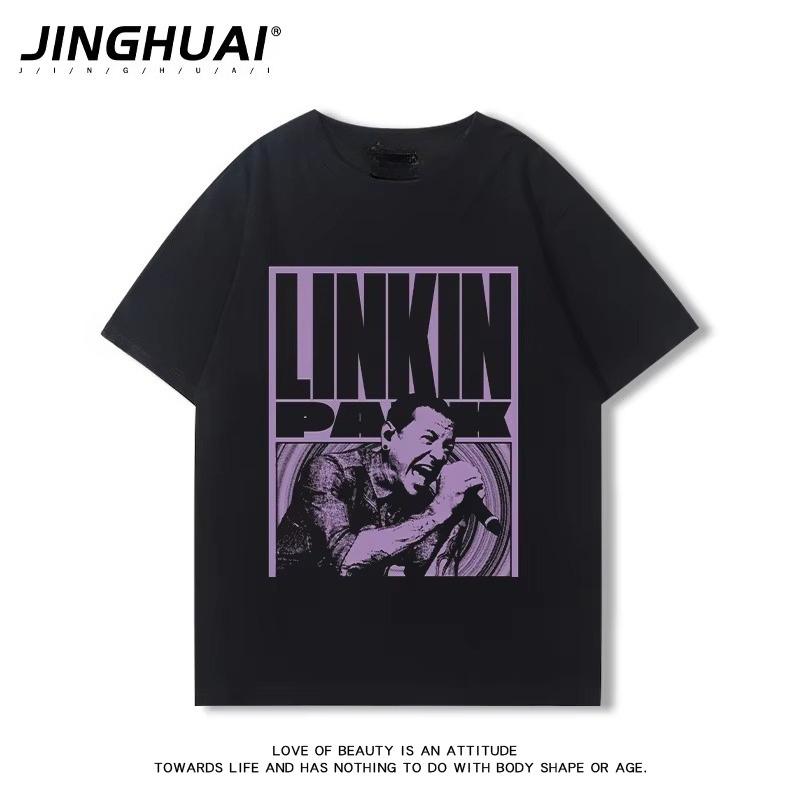 Linkin Park Lincoln Park Band Peripheral Short Sleeve T-Shirt  Loose Vintage Rock Half Sleeve Clothes Large Size Summer Clothing