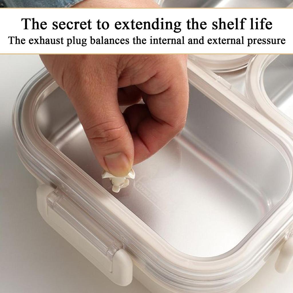 Kids Lunch Box Containers Stainless Steel Dinner Box Leak Proof 3-Compartment Lunch Case For Kids Airplane School Kindergarten
