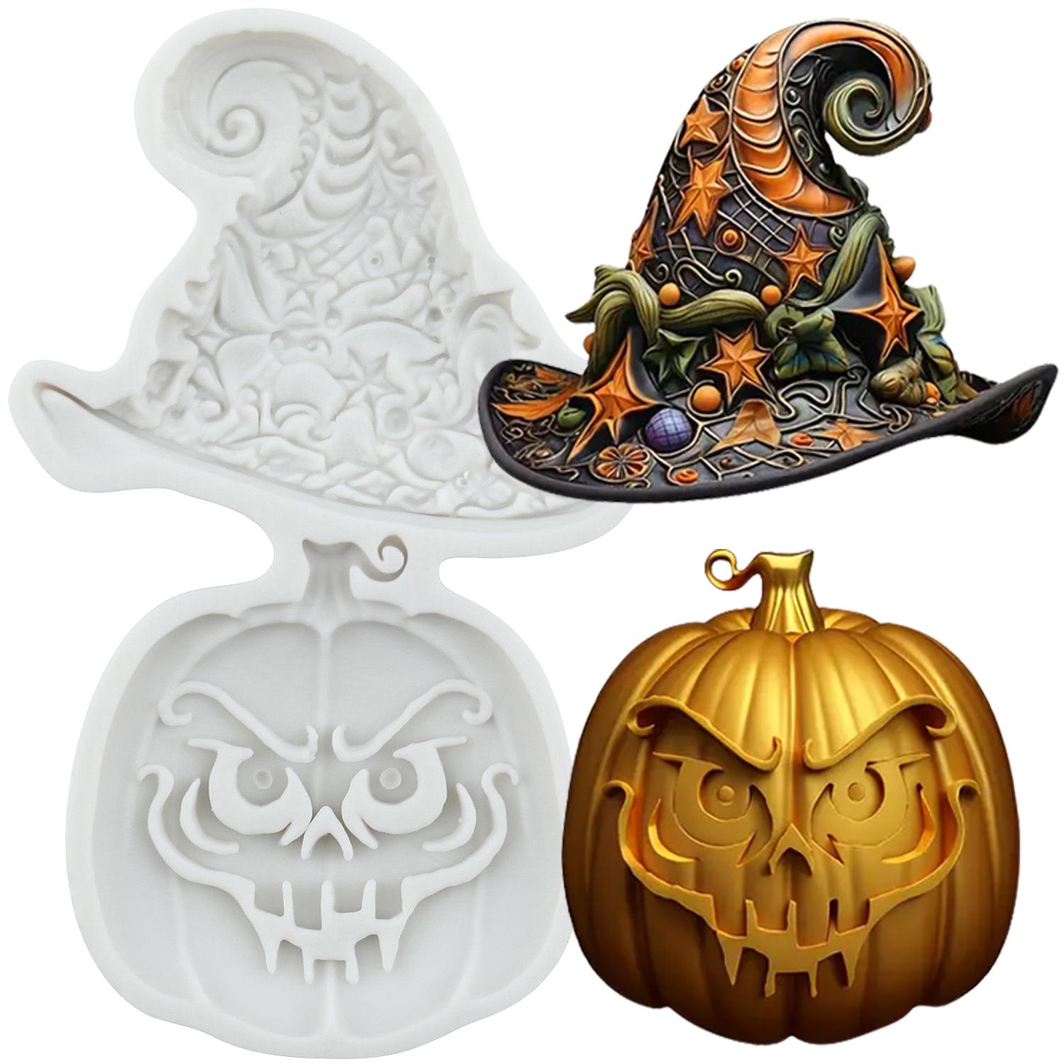 

Хэллоуинская шляпа ведьмы Силиконовые формы Форма для тыквы для мастики Тема Хэллоуина Украшение для торта Топпер для кексов Шоколад Жевательная паста Полимерная глина серый