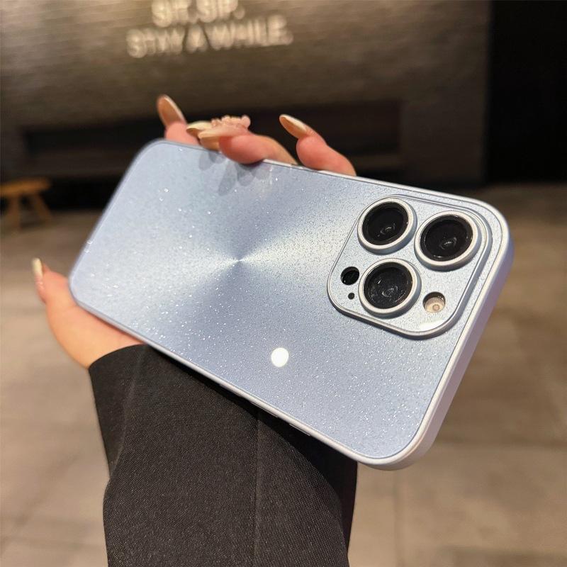 For IPhone 16 Promax Ice Crystal Sparkling Powder Phone Case for Apple 15 All Inclusive Anti Drop Magnetic Simple Protective Cover