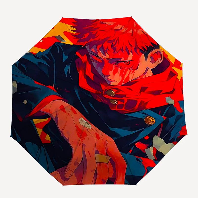 1pc Jujutsu Kaisen Design Automatic Folding Umbrella with 3-Fold Design, 8-Bone Iron Frame Perfect for Outdoor Use, Festive Gifts, Travel, Daily Use,